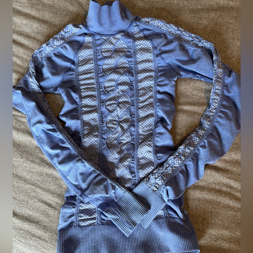 Athleta Seamless Comet Long Sleeve Blue Sz S